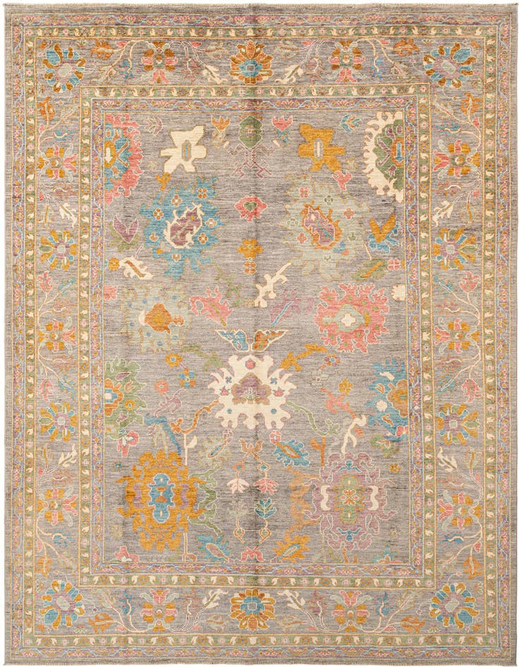 Detail image of 9' 1 x 11' 9 Hand Knotted Oushak Rug