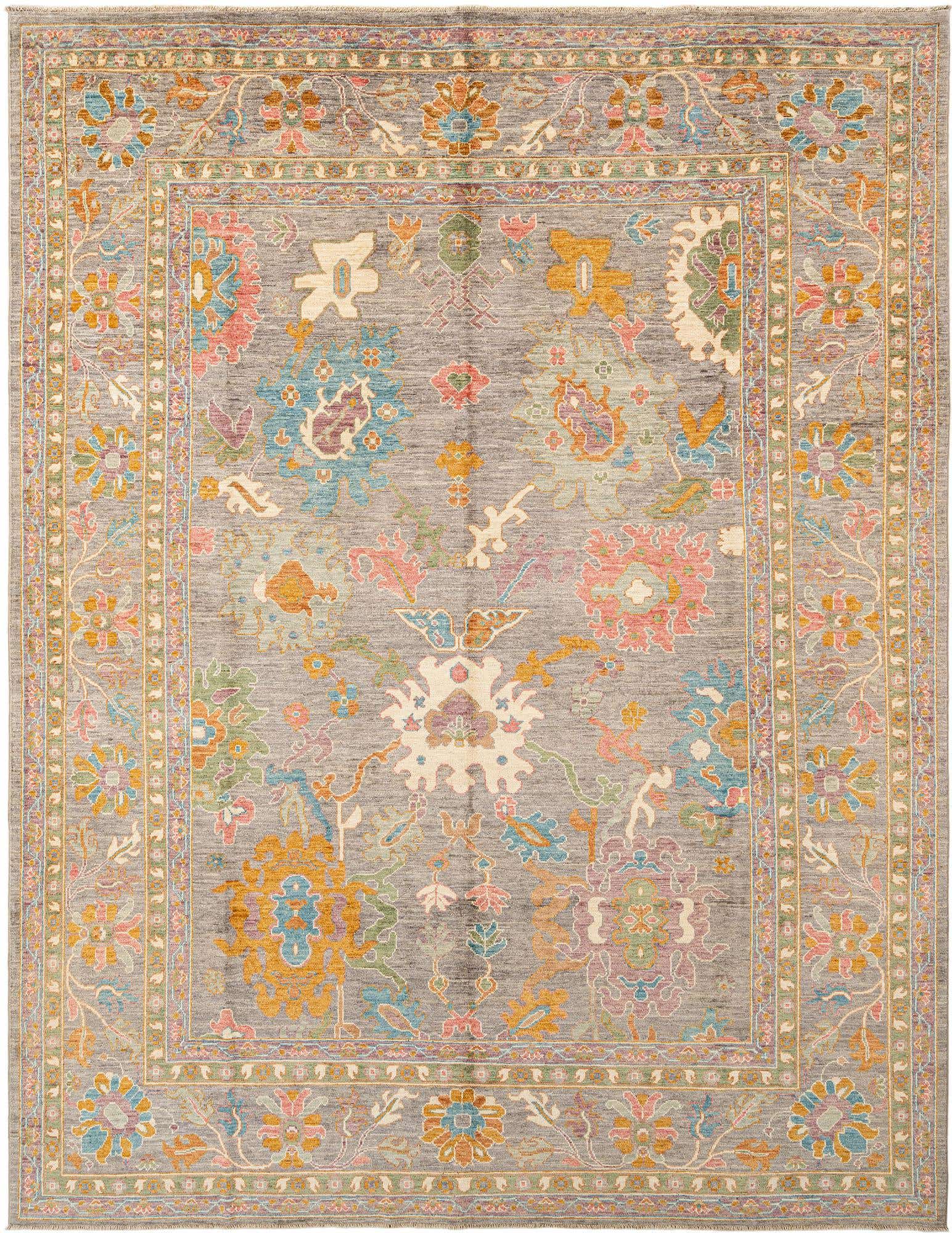 9' 1 x 11' 9 Hand Knotted Oushak Rug