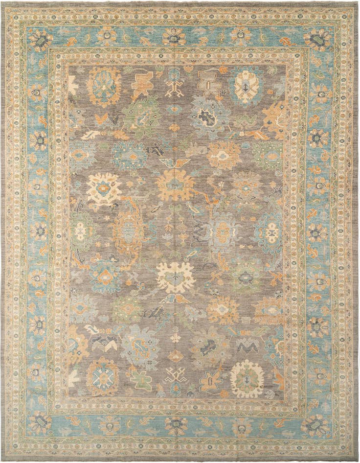 Detail image of 13' 3 x 19' 7 Hand Knotted Oushak Rug