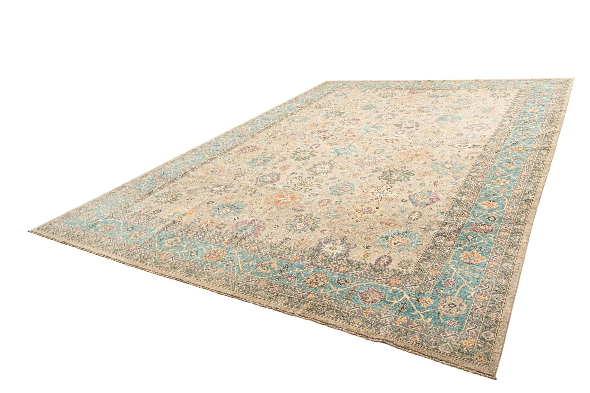 13' 1 x 19' 2 Hand Knotted Oushak Rug