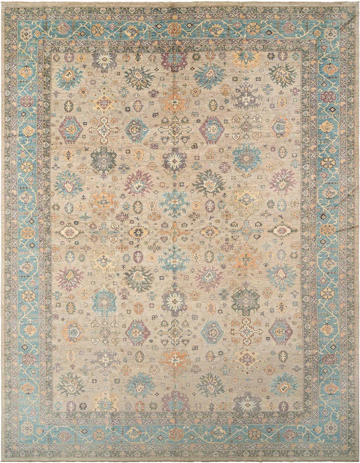 Detail image of 13' 1 x 19' 2 Hand Knotted Oushak Rug