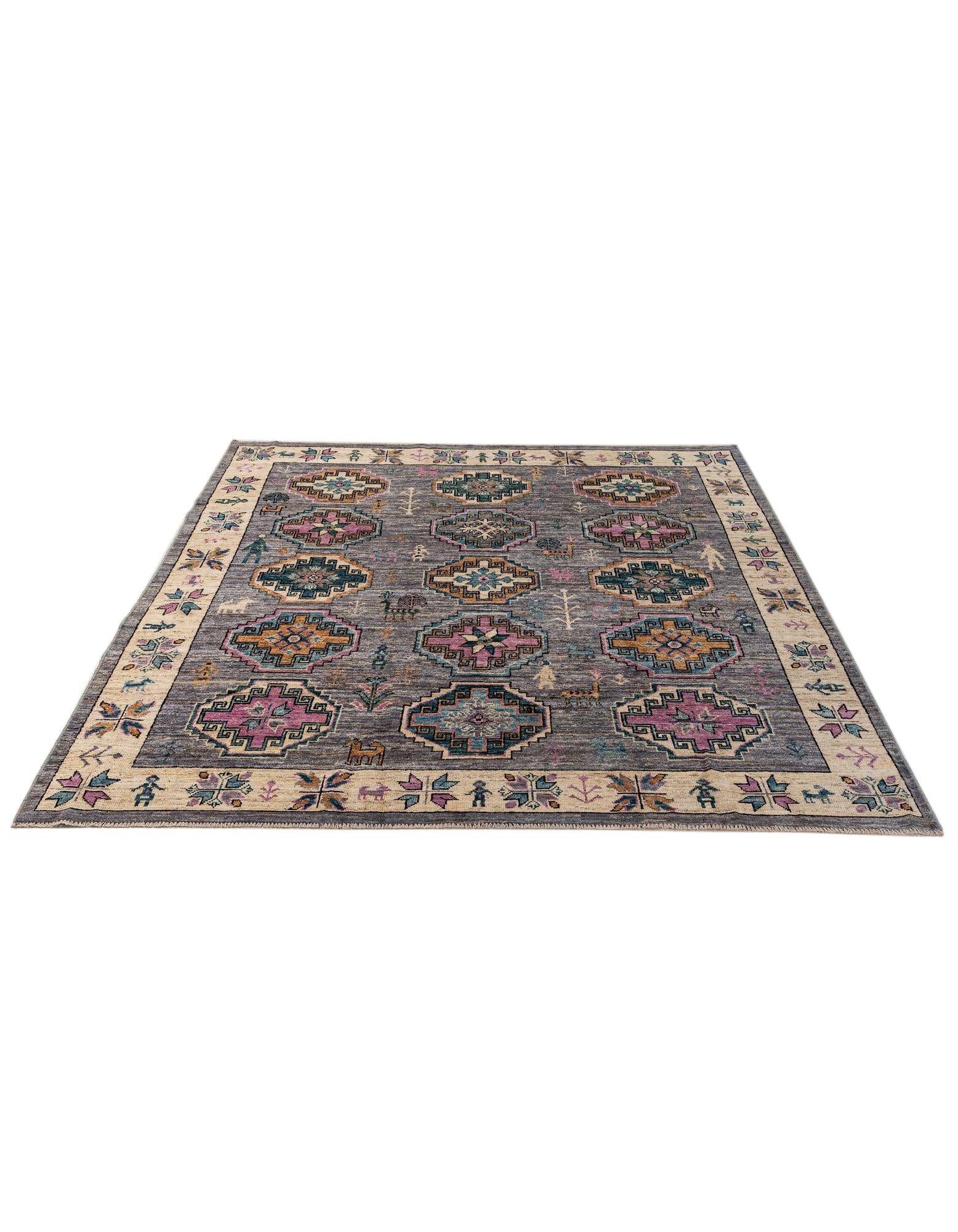 8' 1 x 9' 10 Hand Knotted Oushak Wool Rug