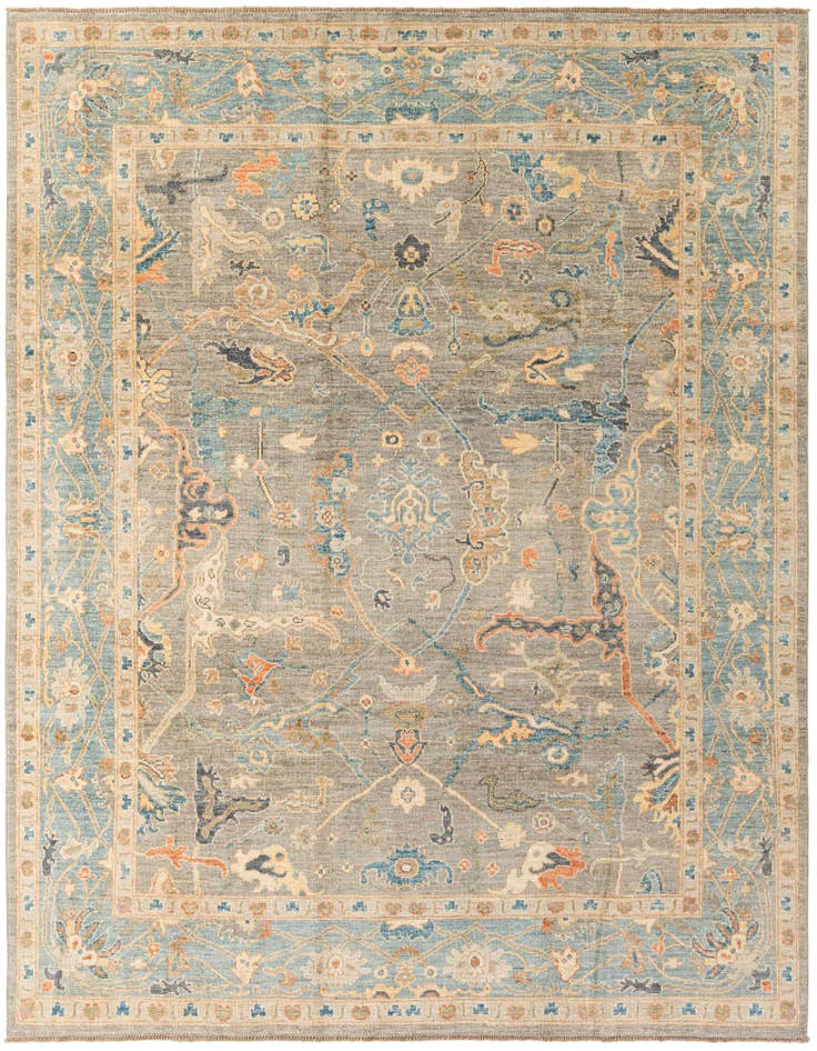 Detail image of 8' 3 x 9' 10 Hand Knotted Oushak Wool Rug