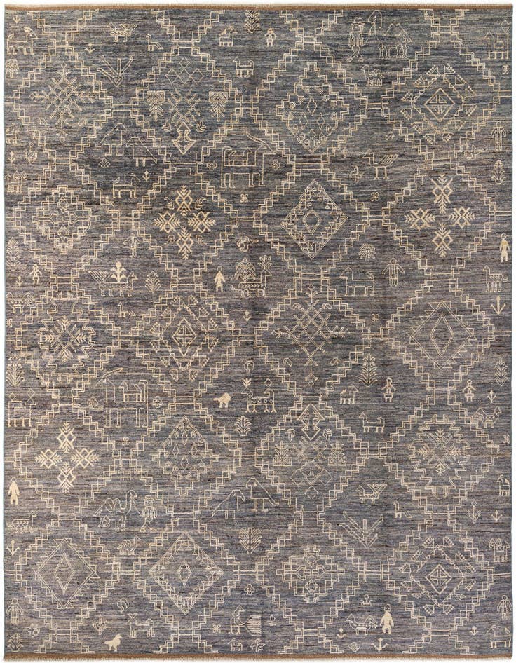 Detail image of 10' 2 x 14' 2 Hand Knotted Oushak Wool Rug