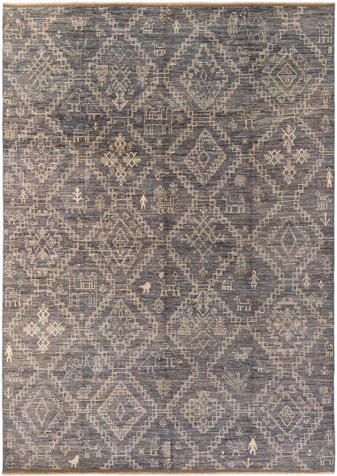 Detail image of 10' 2 x 14' 2 Hand Knotted Oushak Wool Rug