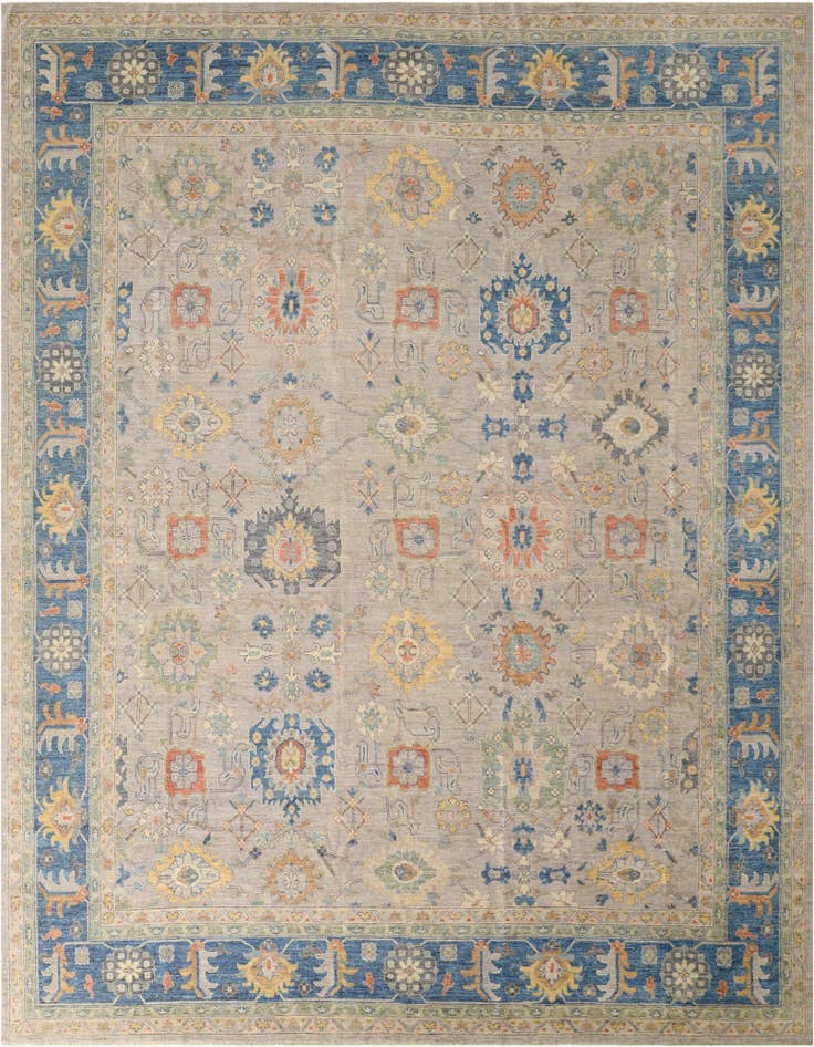 Detail image of 12' x 14' 9 Hand Knotted Oushak Wool Rug