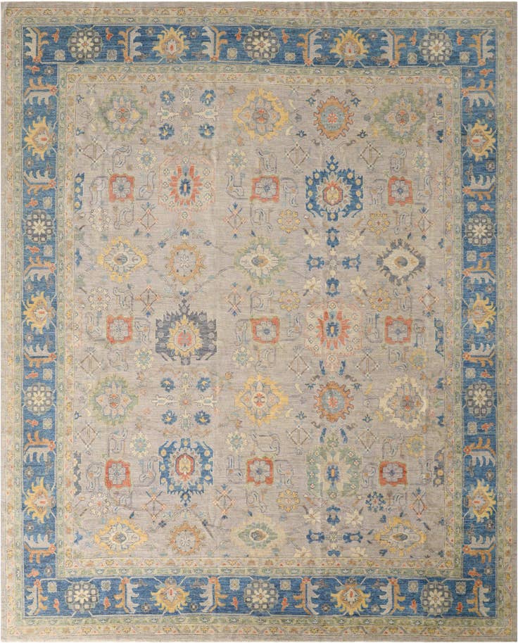 Detail image of 12' x 14' 9 Hand Knotted Oushak Wool Rug