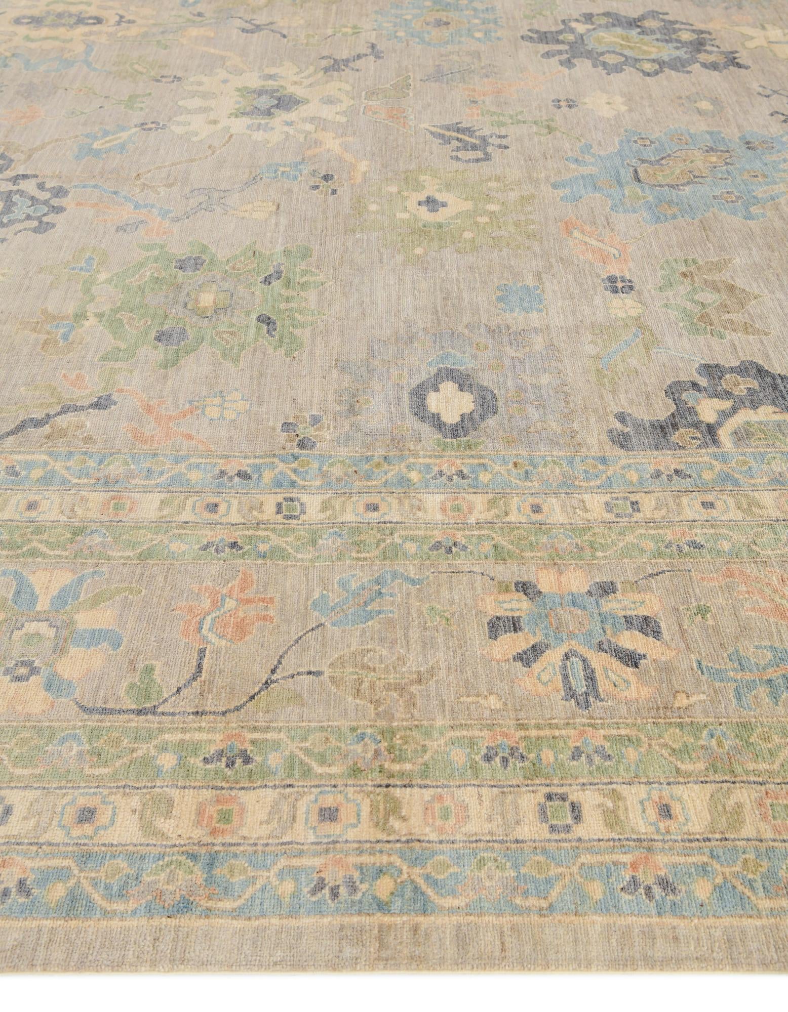13' 3 x 16' 10 Hand Knotted Oushak Wool Rug