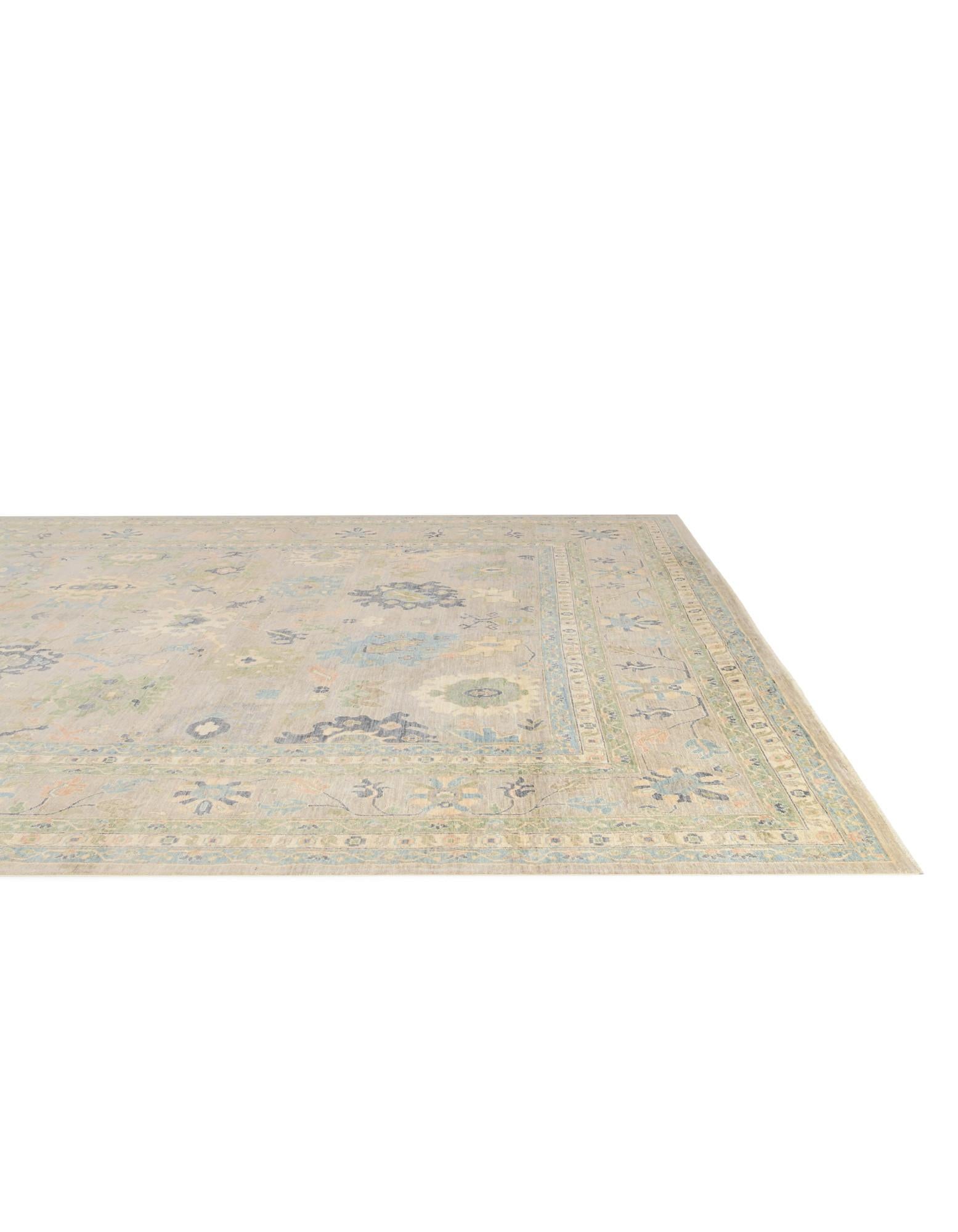 13' 3 x 16' 10 Hand Knotted Oushak Wool Rug