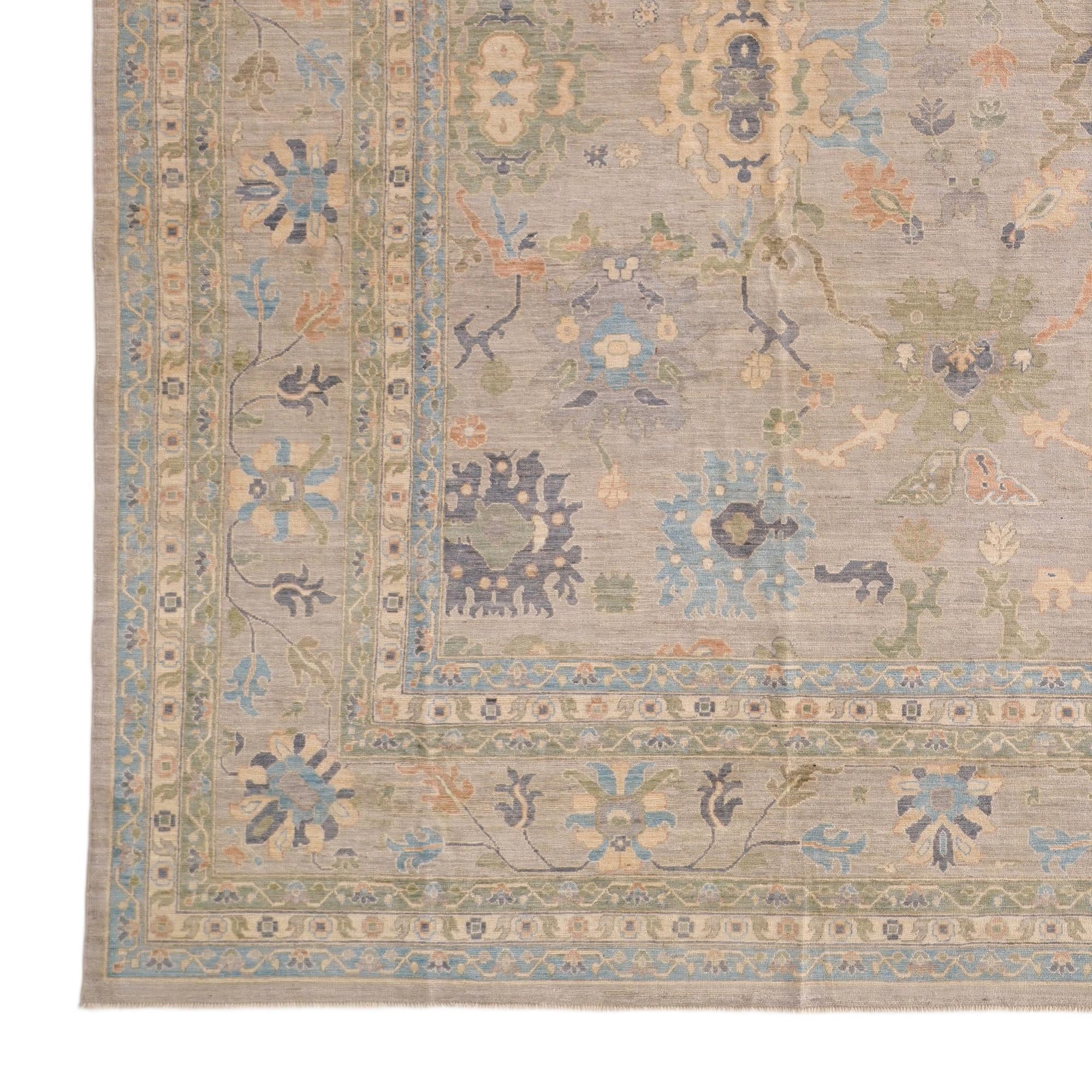13' 3 x 16' 10 Hand Knotted Oushak Wool Rug