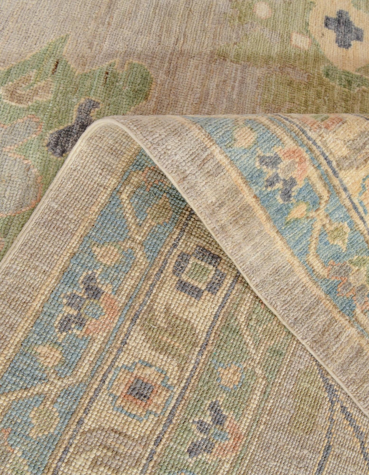 13' 3 x 16' 10 Hand Knotted Oushak Wool Rug