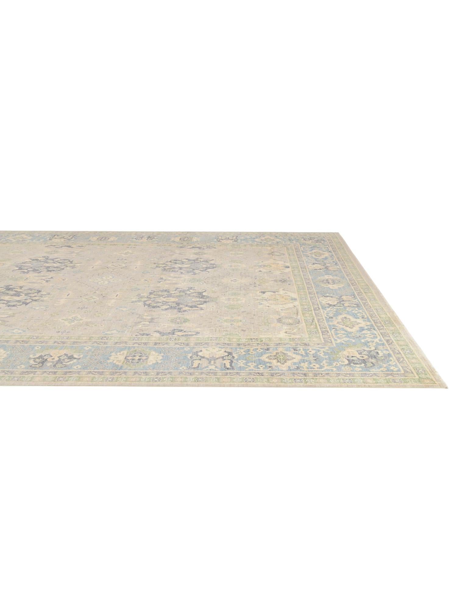 11' 11 x 14' 11 Hand Knotted Oushak Wool Rug