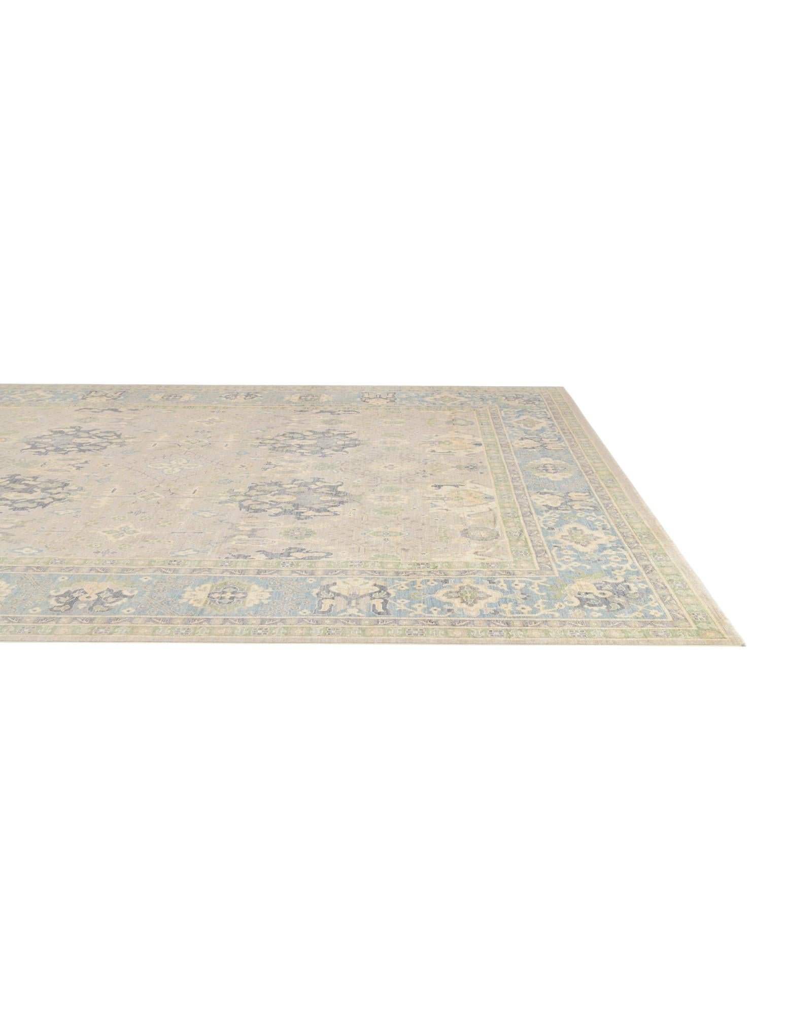 11' 11 x 14' 11 Hand Knotted Oushak Wool Rug