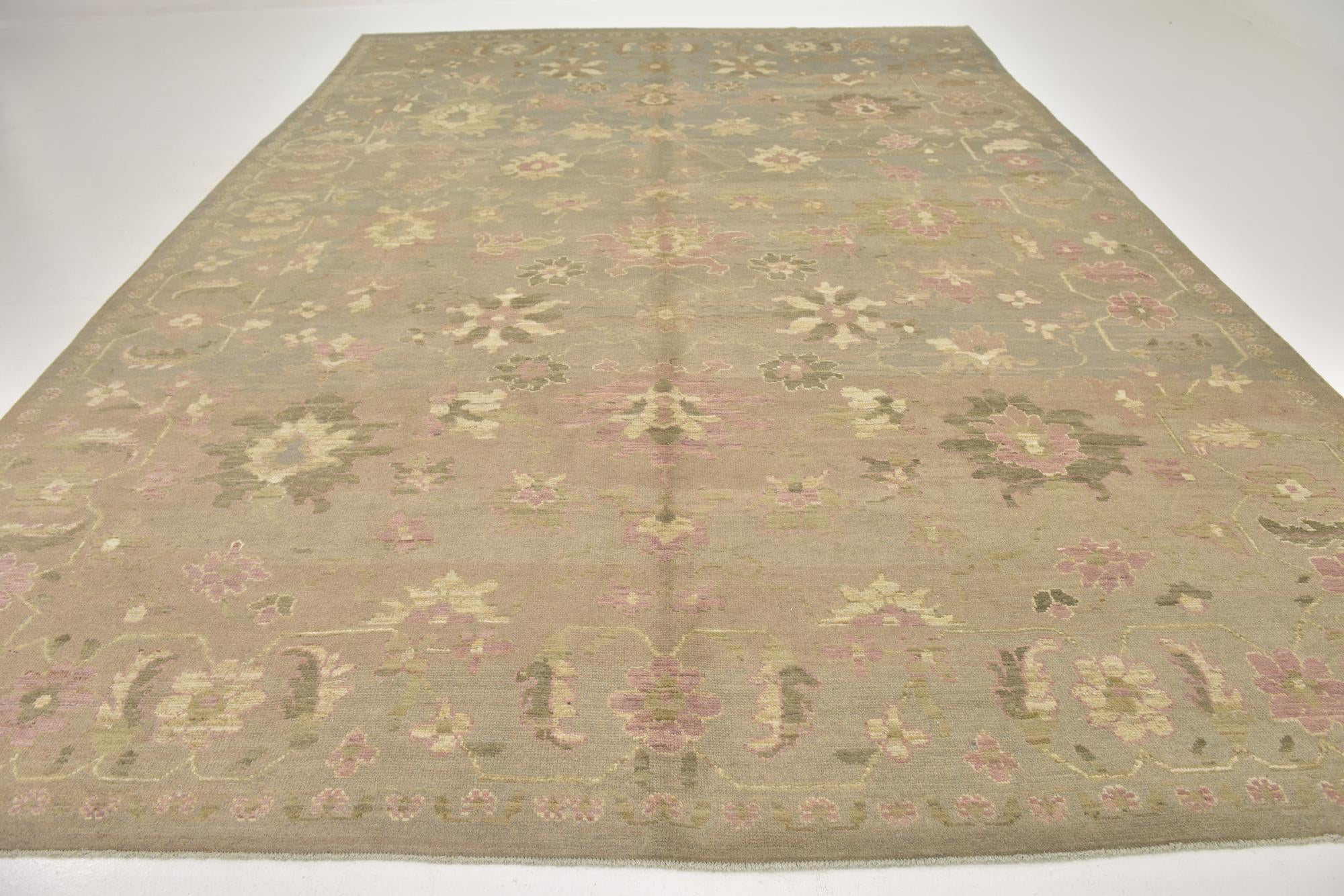 10' 8 x 15' Hand Knotted Oushak Wool Rug