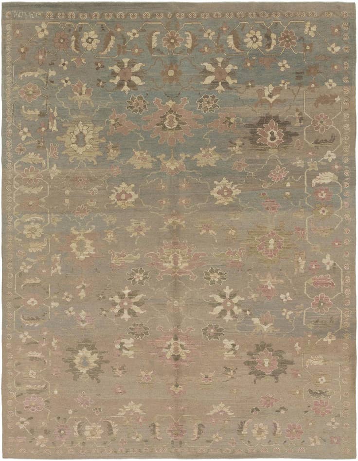 Detail image of 10' 8 x 15' Hand Knotted Oushak Wool Rug