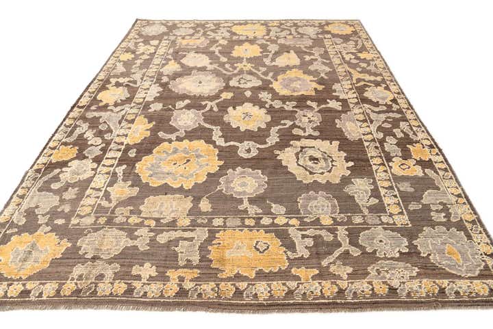9' x 12' 3 Hand Knotted Oushak Wool Rug