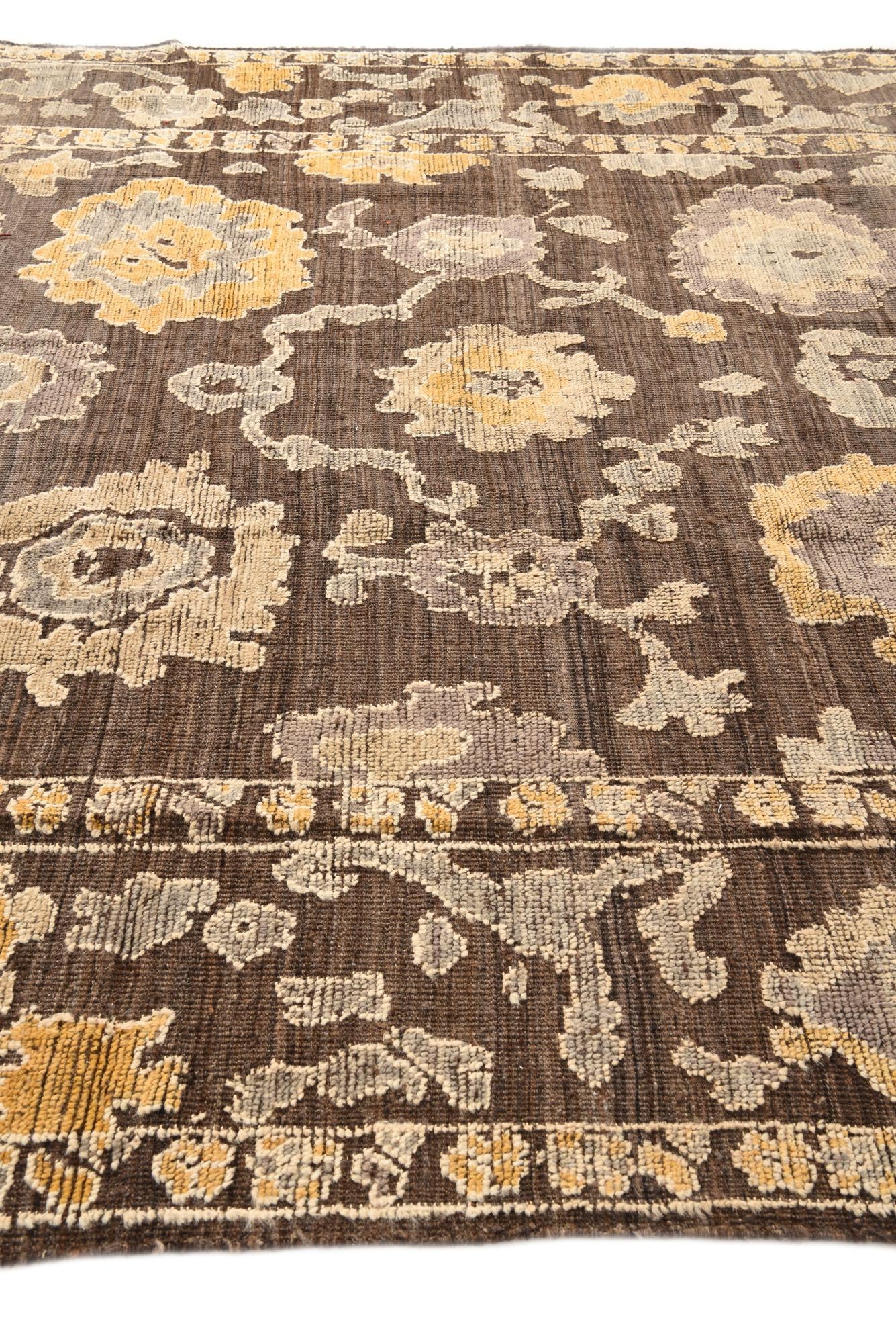9' x 12' 3 Hand Knotted Oushak Wool Rug