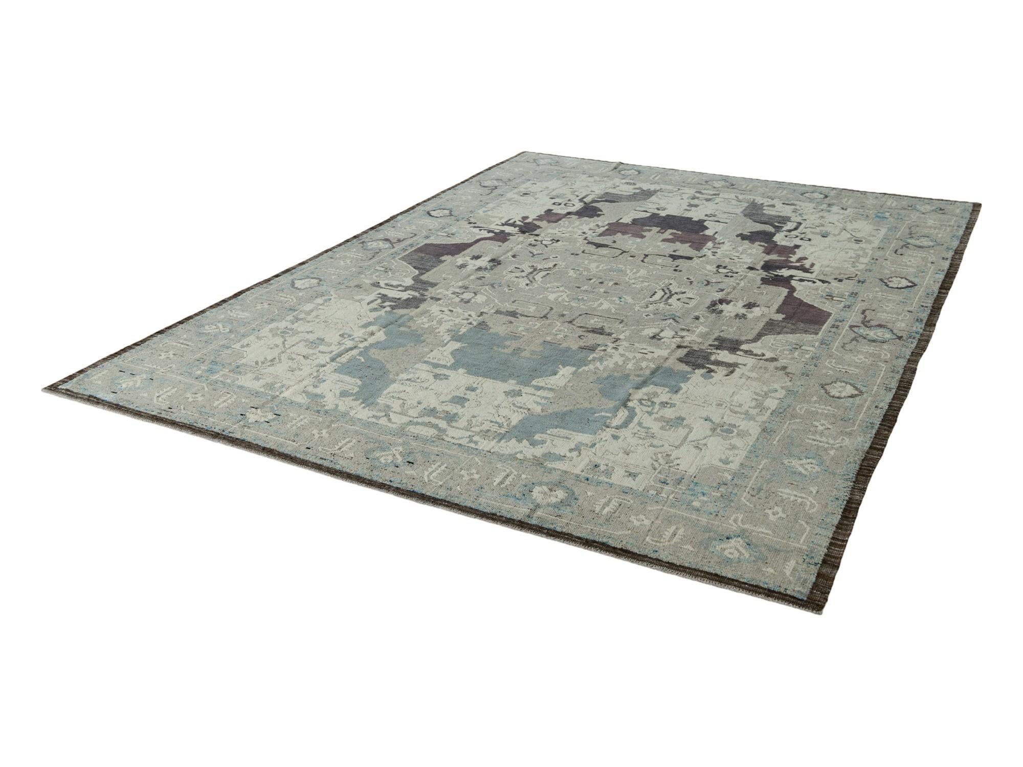 9' 1 x 12' 3 Hand Knotted Oushak Wool Rug
