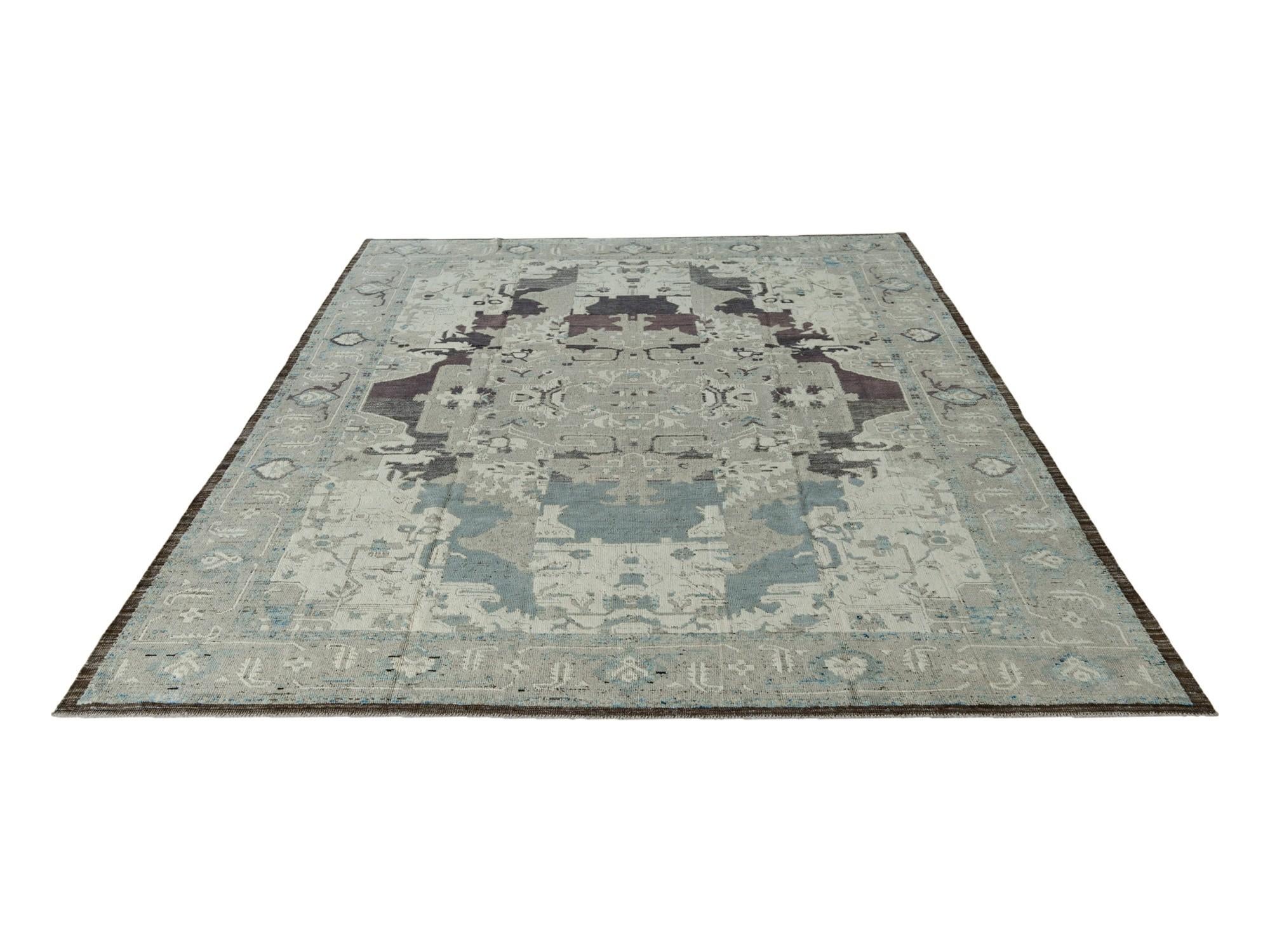 9' 1 x 12' 3 Hand Knotted Oushak Wool Rug