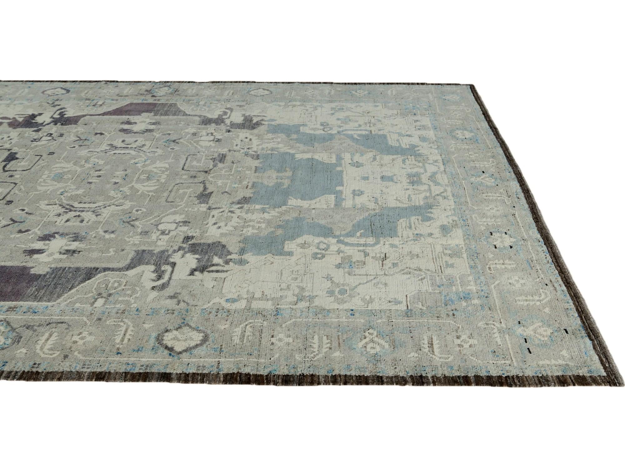 9' 1 x 12' 3 Hand Knotted Oushak Wool Rug