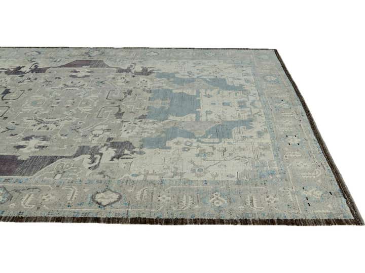 9' 1 x 12' 3 Hand Knotted Oushak Wool Rug
