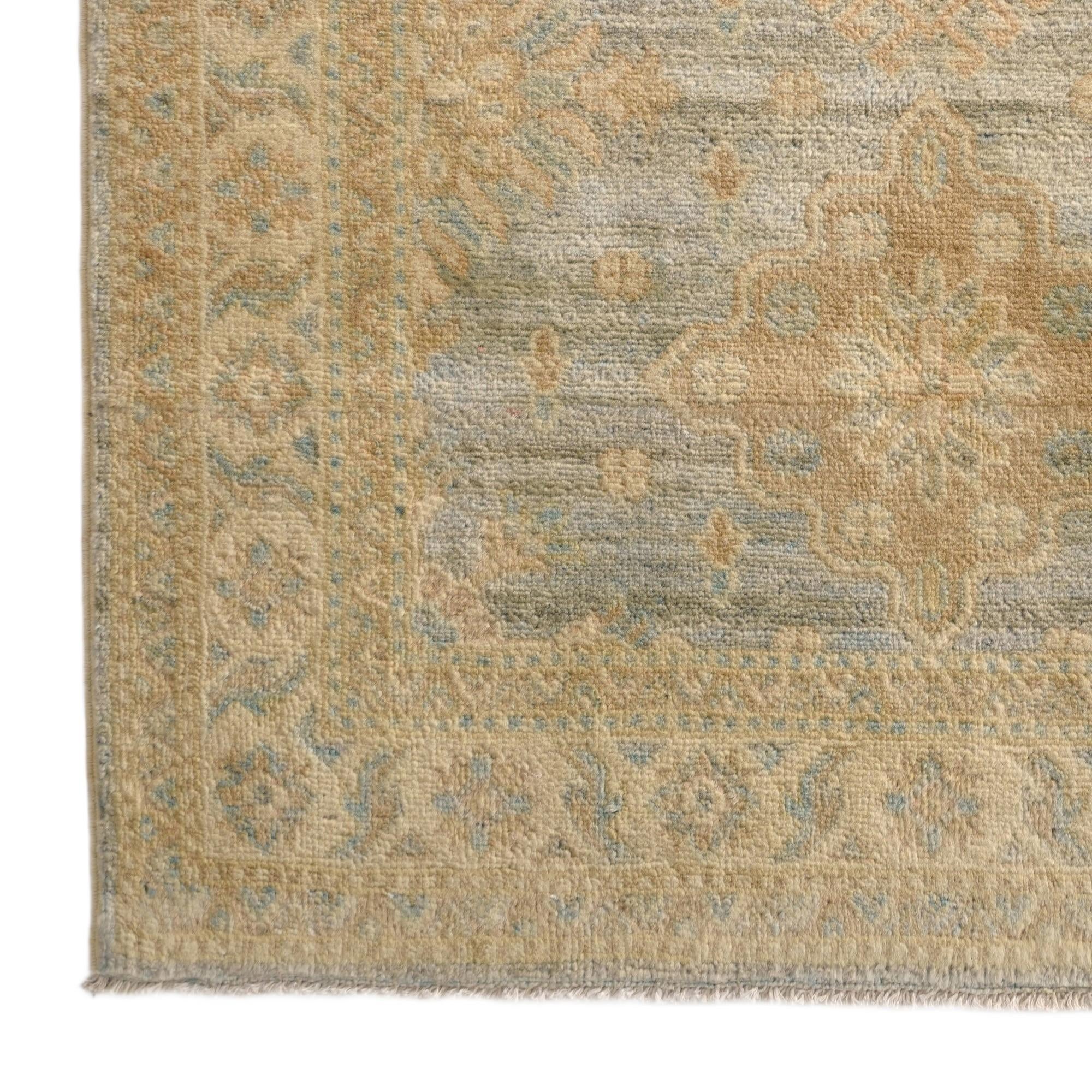 3' 4 x 4' 10 Hand Knotted Oushak Wool Rug