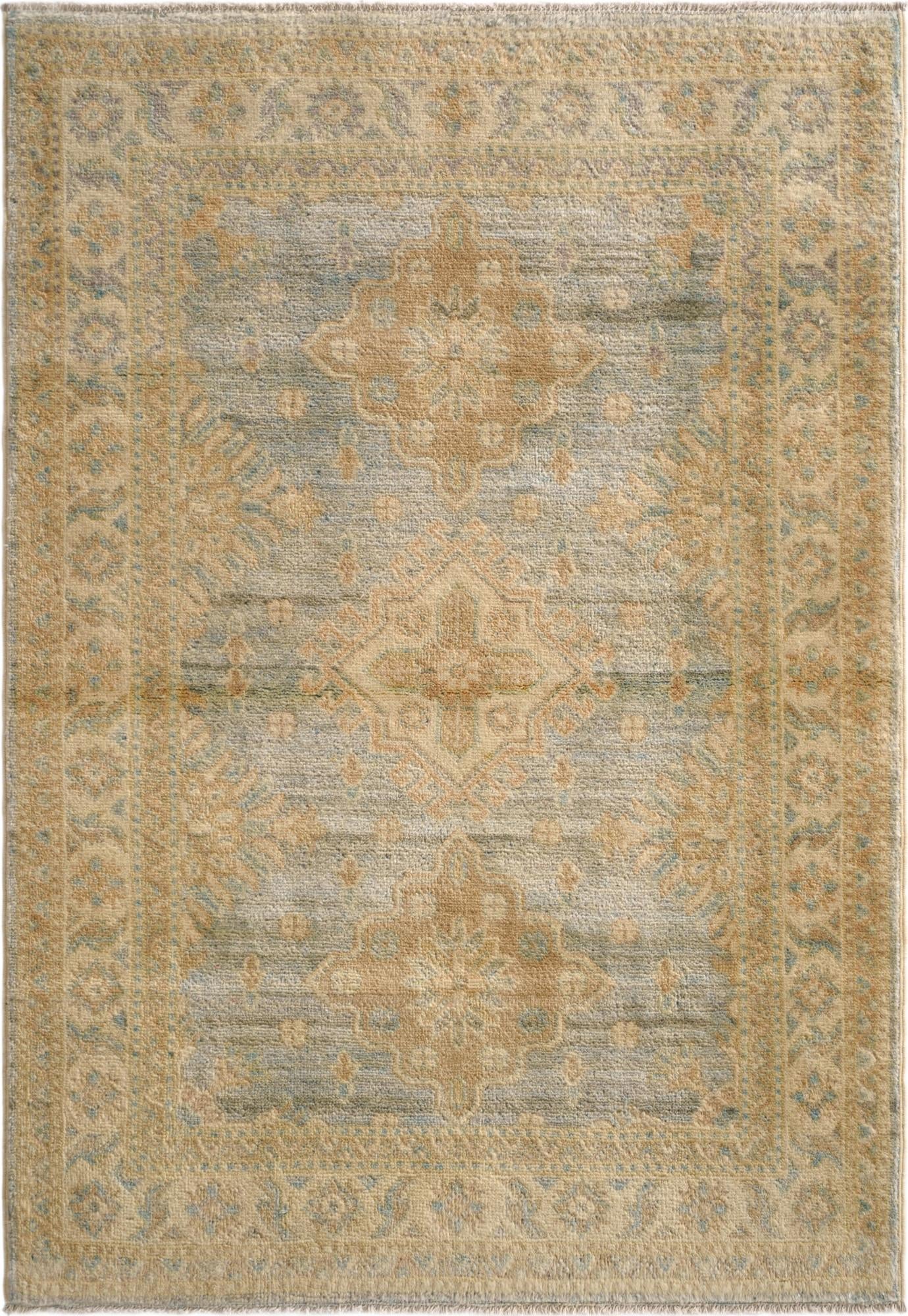 3' 4 x 4' 10 Hand Knotted Oushak Wool Rug