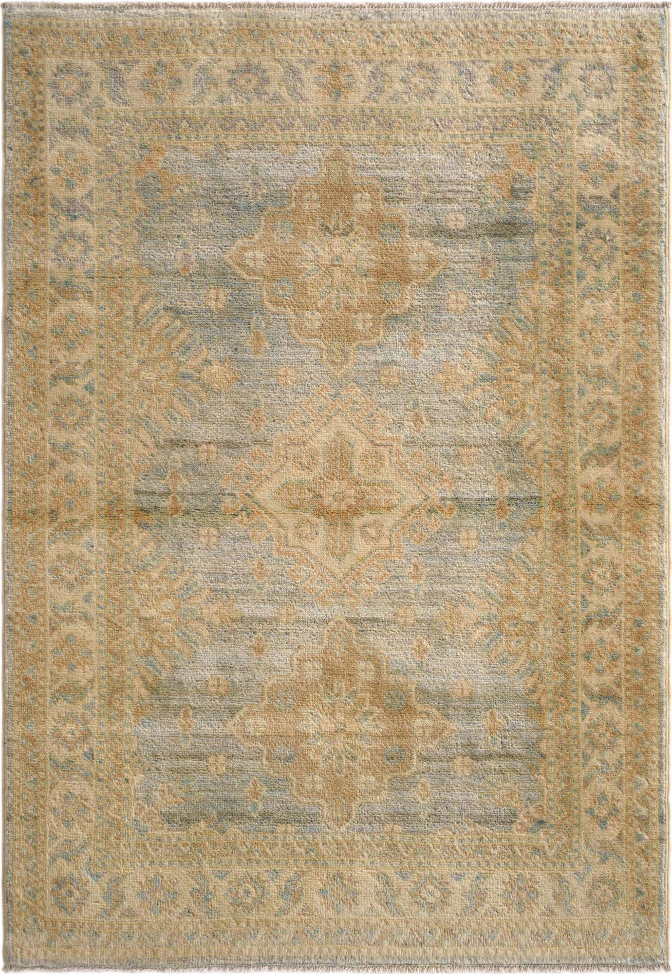 3' 4 x 4' 10 Hand Knotted Oushak Wool Rug