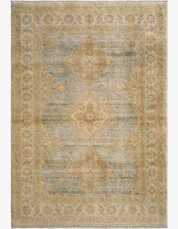 3' 4 x 4' 10 Hand Knotted Oushak Wool Rug