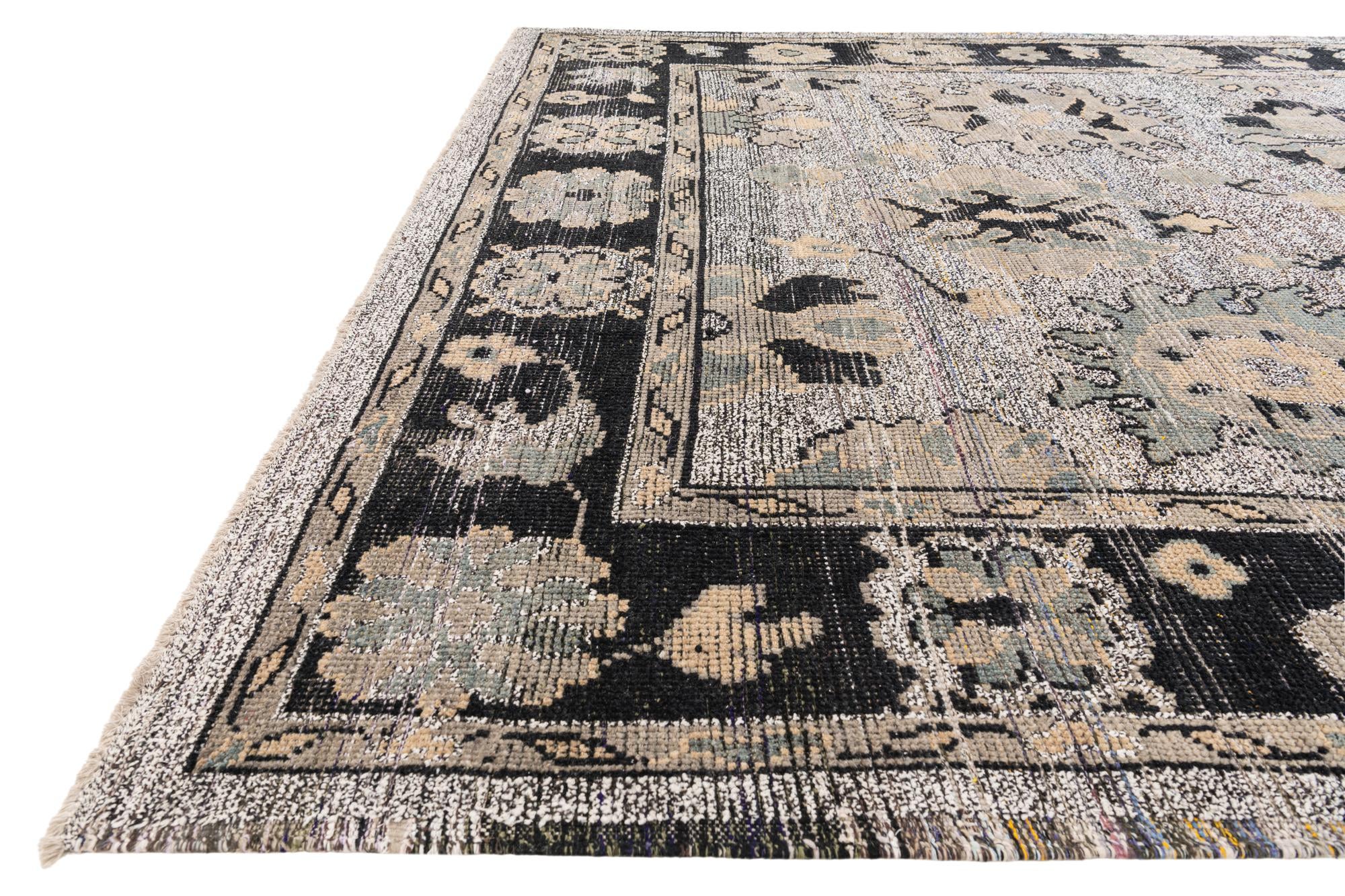 9' x 12' 6 Hand Knotted Oushak Wool Rug