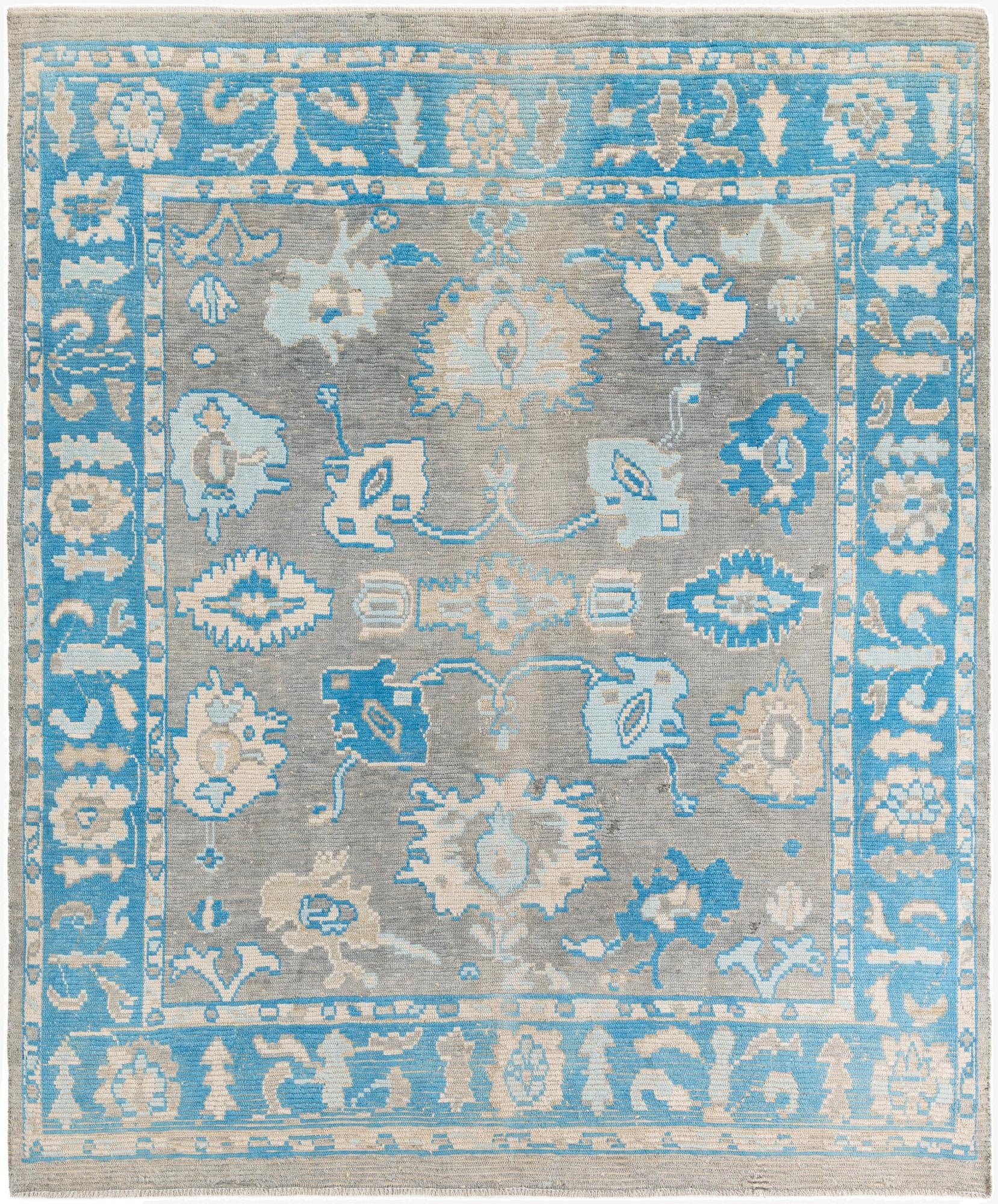 8' 3 x 9' 10  Hand Knotted Oushak Wool Rug
