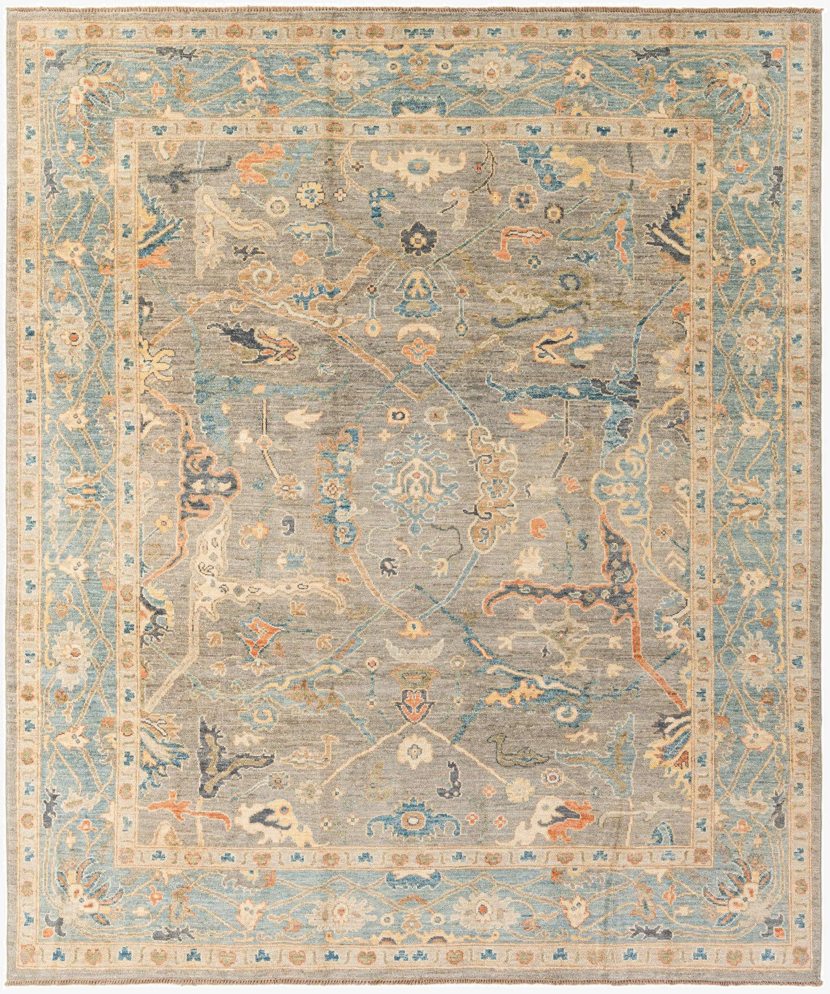 8' 3 x 9' 10  Hand Knotted Oushak Wool Rug