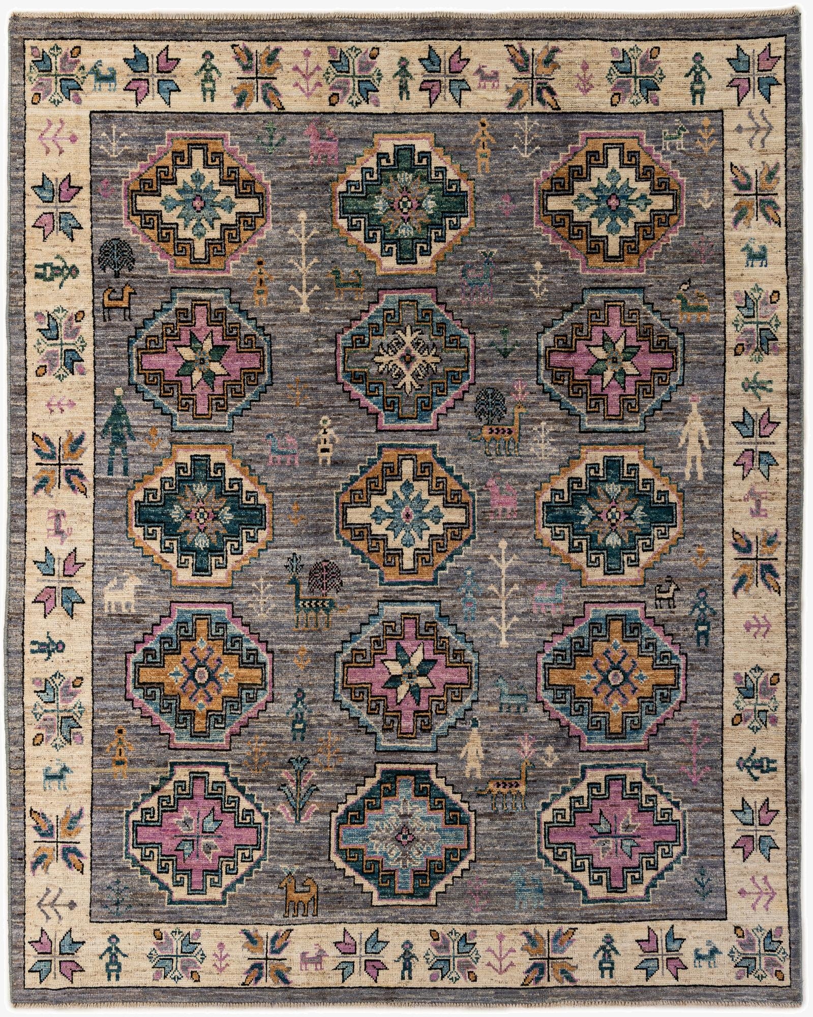 8' 1 x 9' 10  Hand Knotted Oushak Wool Rug