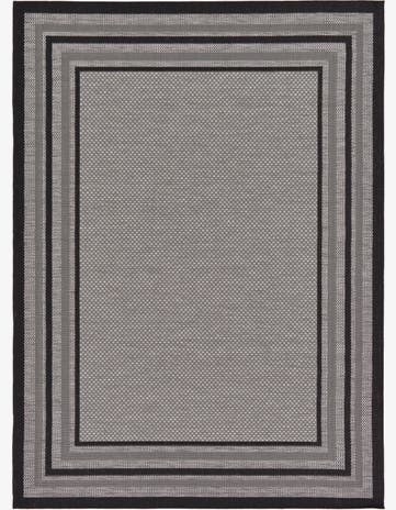 Gray Easy-Clean Border Indoor / Outdoor Rug