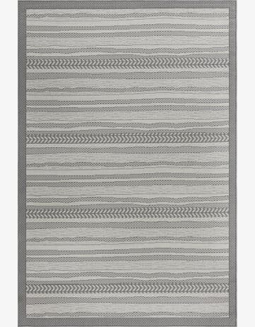 Gray Easy-Clean Border Indoor / Outdoor Rug