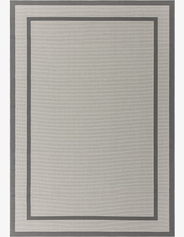 Gray Easy-Clean Border Indoor / Outdoor Rug