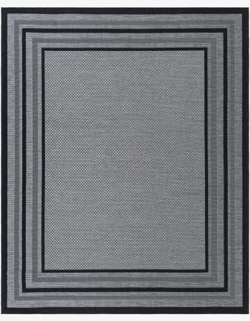 Gray Easy-Clean Border Indoor / Outdoor Rug