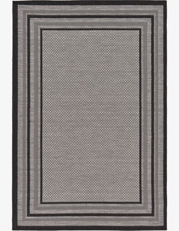Gray Easy-Clean Border Indoor / Outdoor Rug