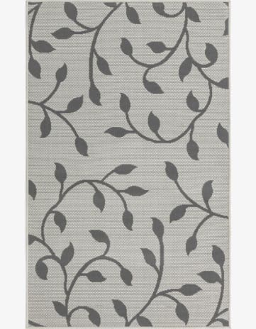 Gray Easy-Clean Botanical Indoor / Outdoor Rug