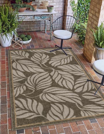 9' x 12' 2 Easy-Clean Botanical Indoor / Outdoor Rug