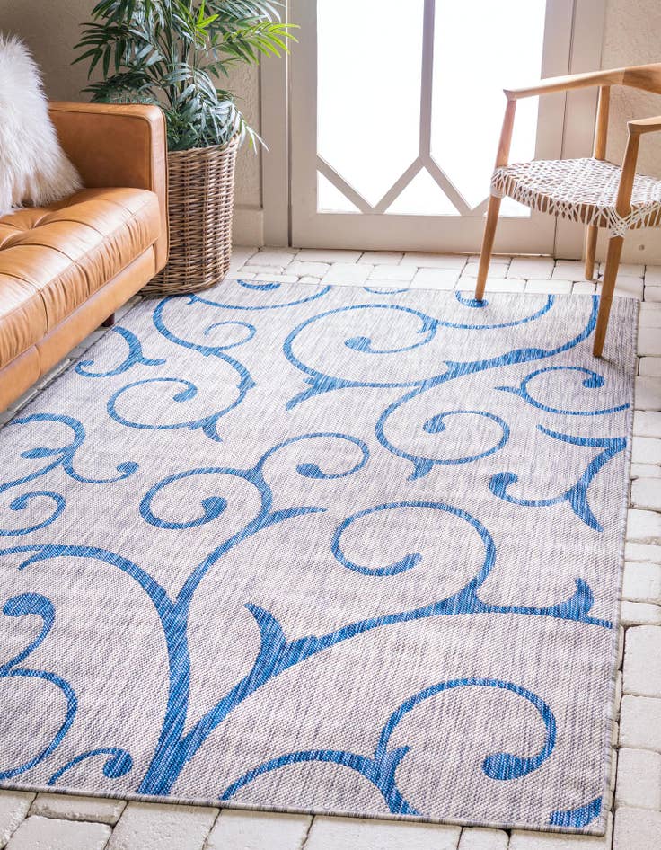 Detail image of 5' 3 x 8' Easy-Clean Botanical Indoor / Outdoor Rug