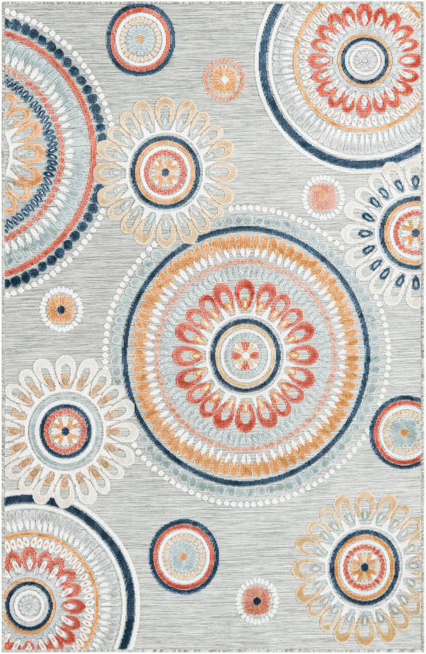 Detail image of 5' 2 x 8' Easy-Clean Botanical Indoor / Outdoor Rug