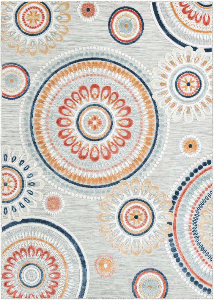 6' 4 x 9' Easy-Clean Botanical Indoor / Outdoor Rug