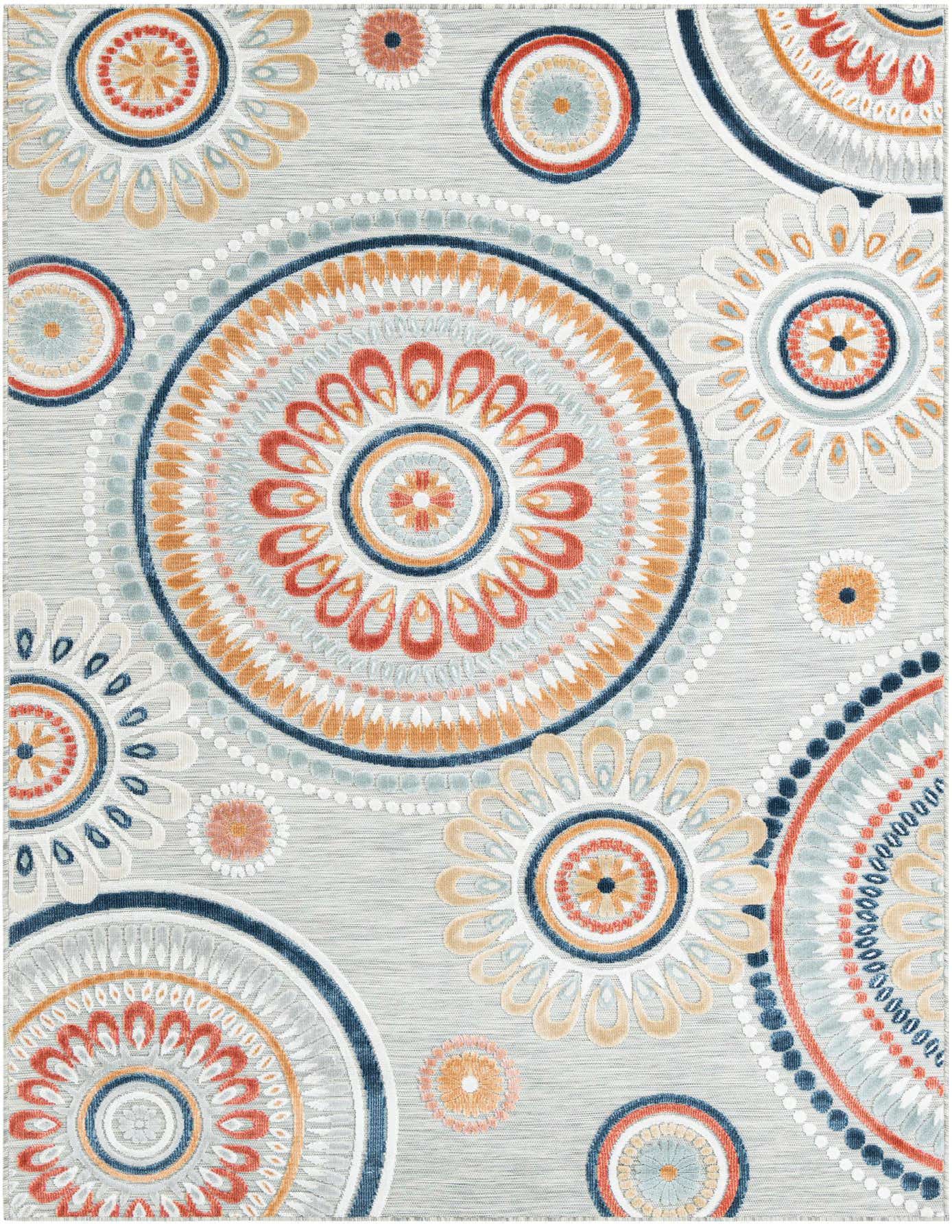 6' 4 x 9' Easy-Clean Botanical Indoor / Outdoor Rug
