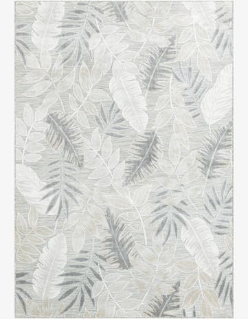 Gray Easy-Clean Botanical Indoor / Outdoor Rug