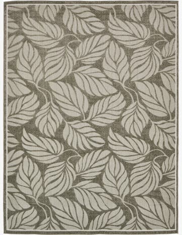 Gray Easy-Clean Botanical Indoor / Outdoor Rug