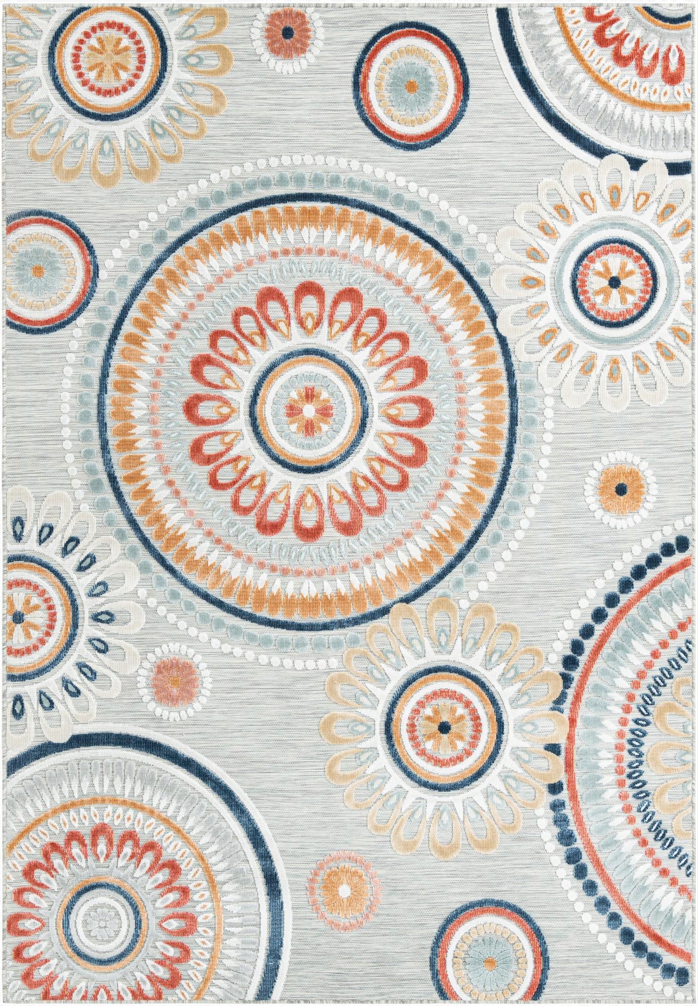 Primary image 6' 4 x 9'  Washable Botanical Indoor / Outdoor Rug