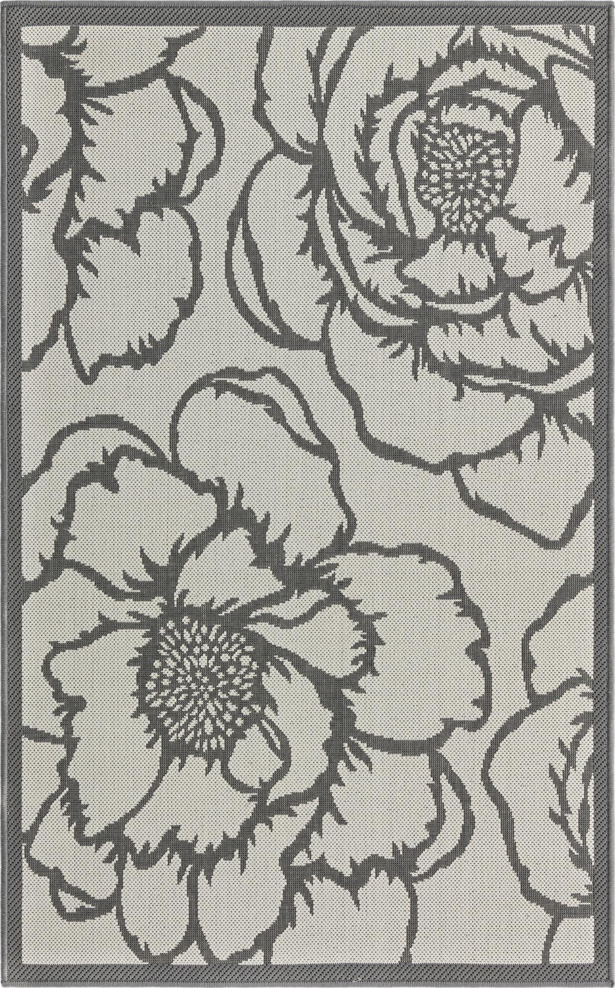 3' 3 x 5' Washable Botanical Indoor / Outdoor Rug