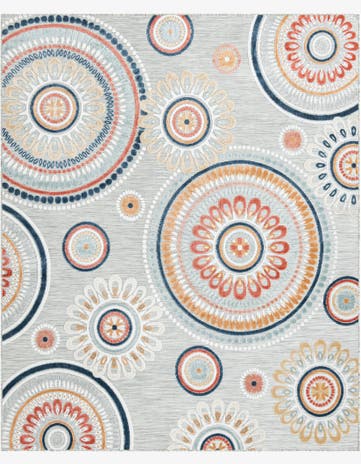 Gray Easy-Clean Botanical Indoor / Outdoor Rug