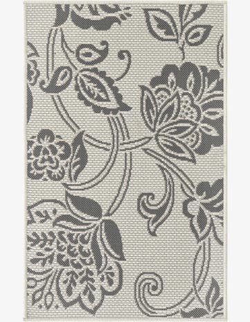 Gray Easy-Clean Botanical Indoor / Outdoor Rug